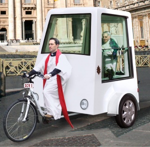 Pedal-powered Popemobile