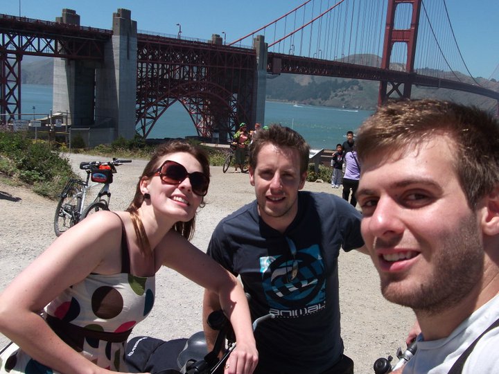Tom and friends, having just cycled over the Golden Gate Bridge, San Francisco - an ideal region to explore by bike