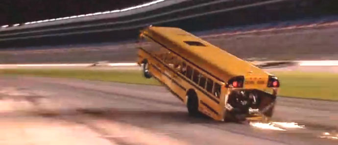 American bus converted into drag racer