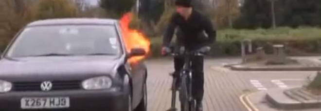BOND bike flamethrower in action
