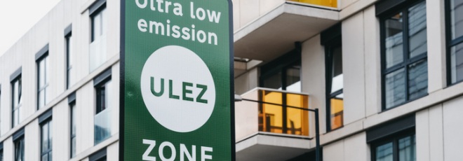 street sign warning of ULEZ zone ahead